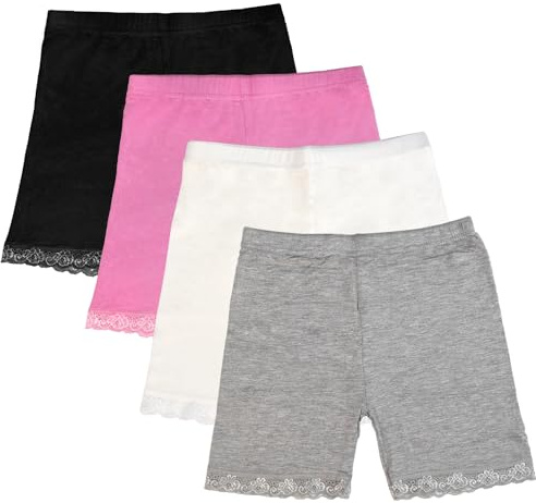 GENTABY Girls Dress Shorts, 4 Pack Cycling Bike Summer Lace Short 6-8 Year