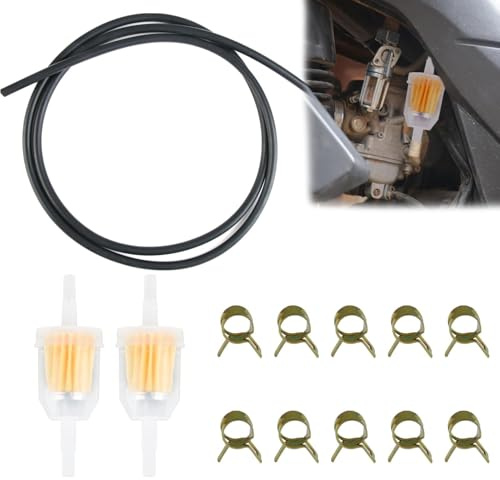 Bensinslangmontering - 2 m 8 mm bränsleledning + 2 bensinfilter + 10 slangklämmor - bil och motorcykel