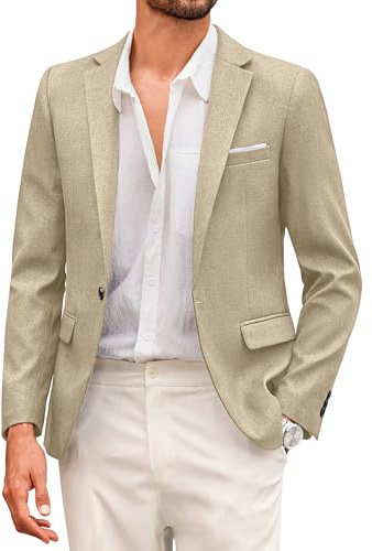 Coofand Vardaglig kostymkavaj för män, blazer, lätt och sportig med en knapp, linnetextur