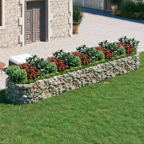 Gecheer Arriate de gabions, mur de gabions, panier mural gabions, jardinière, gabions en pierre décoratifs pour jardinage, aménagement paysager, fer galvanisé 500 x 100 x 50 cm
