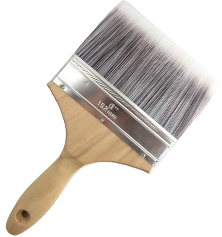 bociloy 6 inch Wide Soft Bristle Paint Brush, Flat Stain Brush, Wooden Handle Deck Brush, Masonry Brush, Wood Stain Brush
