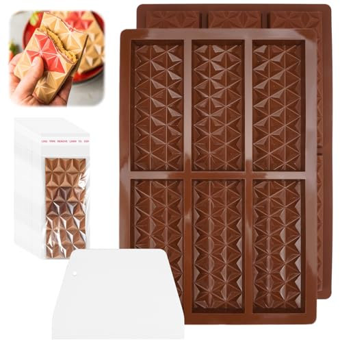 2 Pezzi Stampo Cioccolato Tavoletta, Stampo Stampi per Tavoletta di Cioccolato Profondo Grandi, Stampo Forma Moule per Cioccolato in Silicone, Senza BPA, per Cioccolatini, Caramelle, Waffle
