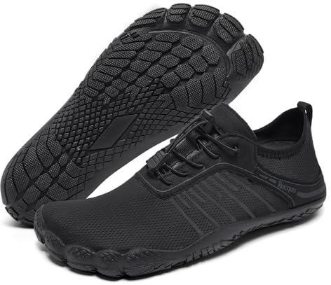 Racqua Wasserschuhe Herren Aquaschuhe Damen Schuhe schnell trocknend Barfuß Pool Rudern Schuhe Anti-Rutsch-Strand Schuhe Schwimmschuhe Schwarz EU44