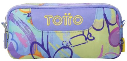 TOTTO - Estuche Escolar Dos Compartimentos, Modelo sobre, Estuche Grande, Dimensiones 20 x 9.5 x 7 cm, Estuche con Cremallera, Compacto y Resistente, Estampado Grafily