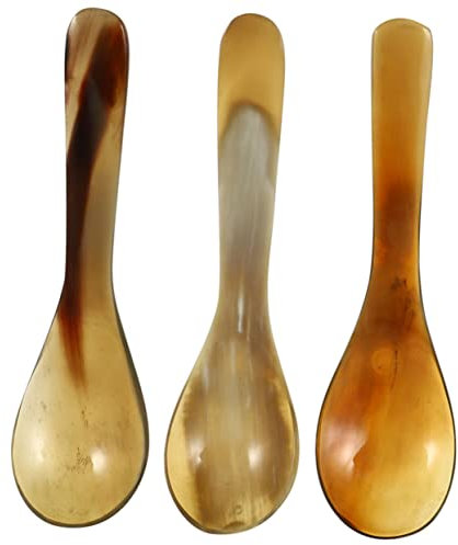 Cabilock Set Di 3 Cucchiaini Da Caffè Unici Ed Eleganti Realizzati in Corno Resistente Allusura Per Dessert Gourmet E Caffè