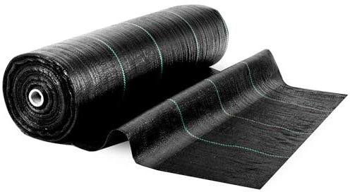 Plonos Weed Control Fabric 70 g/m² 1.6 x 50 m Garden Fleece 50 Ground Anchors Weed Control Film Water Permeable UV Protection Black