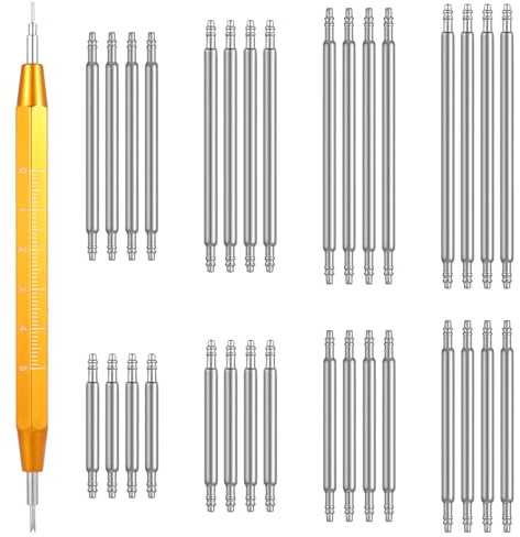 Gtziqa 33 Stück Uhrenwerkzeug Armband, Uhren Federstegwerkzeug Set Uhrmacherwerkzeug Set mit 32 Stück Edelstahl Federstege (12-26mm) Uhr Entferner Repair Tool für Uhrenarmbänder