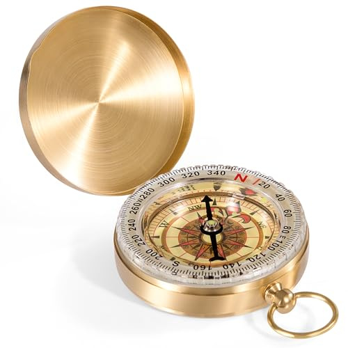 Yesaler Boussole de Navigation Extérieure Boussole de Survie Fluorescente Dorée pour Randonné Camping Exploration