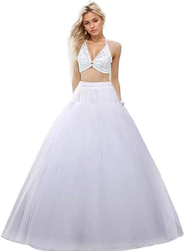 NIDONE Crinoline Subskirt para Mujeres Enagua de Tul de 8 Capas de 8 Capas con Enagua Larga sin aro satén