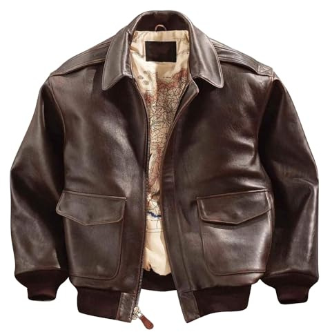 Giacca da Uomo in Pelle Sintetica Marrone – Giacca Invernale da Uomo XXL per attività all'Aria Aperta, Giacca Casual, Antivento, Comoda, Leggera, a Maniche Lunghe, Giacca Termica in Vera Pelle