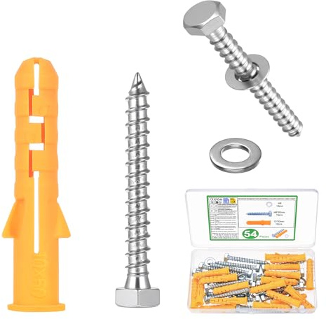 Set di 18 tasselli per carichi pesanti M10 x 50 mm, set di viti esagonali M8 x 60 mm, set di viti per calcestruzzo e tasselli, tasselli universali per montaggio a parete per TV
