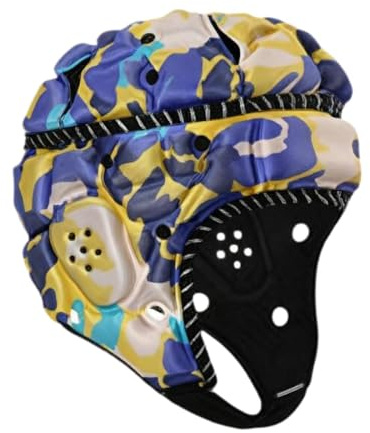 Baoblaze Casco da Rugby, Copricapo, Morbido e Imbottito, Anti-collisione, Berretto Sportivo, Casco da Football Americano per Partite di Allenamento di Calcio e, Giallo Blu