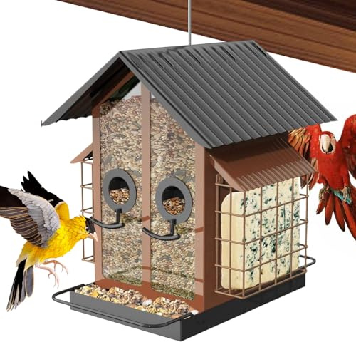 Uoqpty para Pájaros con Casa - Suministros para Aves A Prueba De Ardillas Y Resistentes Al Clima - s para Aves Silvestres - para Jardín Patio Balcón Terraza Porche Árbol Valla Ventana Observación En