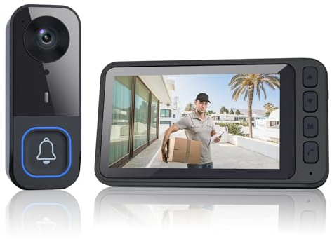 Winnes Videoportero Inalámbrico con Pantalla IPS de 4,5”, Timbre sin WiFi ni App, Comunicación Bidireccional, Visión Nocturna Infrarroja, Grabación Local, Alcance 120 m