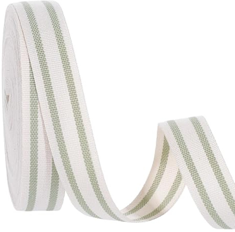 PH PandaHall Cinta de algodón a rayas verdes de 9 m, 15 mm de ancho, cinta de algodón para envolver regalos, para vacaciones, boda, bastón de caramelo, ramo de hogar, decoración de fiestas