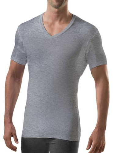 THOMPSON TEE Men's Sweatproof Undershirt - Rayon Blend V Neck - Slim Fit - with Sweat Pads