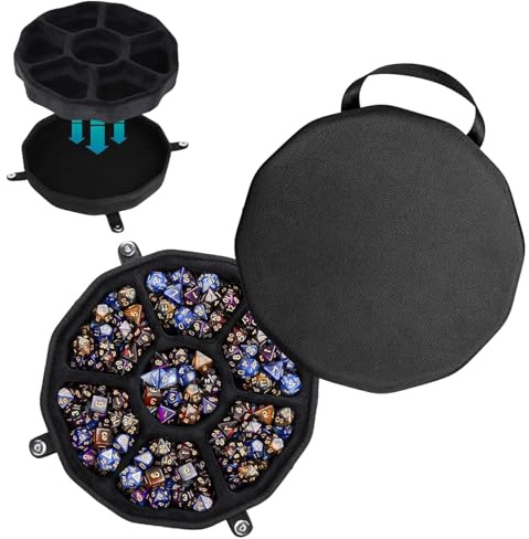 Bavel DND Dice Storage Case with Tray, D4 D6 D8 D10 D% D12 D20 Dice Set Case,Perfect Dice Rolling Tray - Soft Interior of The Tray can Protect Random Rolling dice