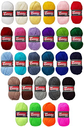 20x50 Gramm (1 KG) Twister Sport 50 aus 100% Polyacryl Bunt Mix inkl. Anleitung für ein Meerschweinchen