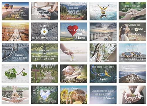 Edition Seidel Set di 25 cartoline con scritta in lingua tedesca Leben & Moment, idea decorativa, amore, amicizia, vita, motivazione, biglietti di compleanno, immagine divertente