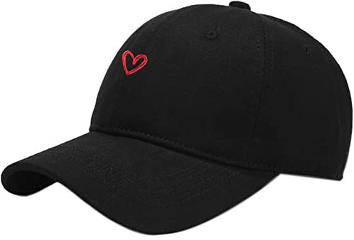 XYIYI Herz Schwarz Unisex Classic Baumwolle Baseball Cap Verstellbar Baseballkappe