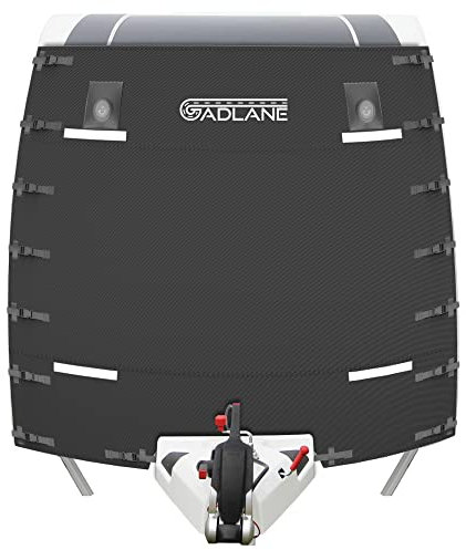 GADLANE Caravan Front Cover - Caravan Front Towing Cover Protector with High Visibility LED Lights & Reflective Strips, Waterproof, Fits Most Caravans - Includes Storage Bag (Black)
