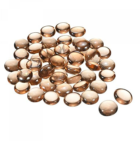 sourcing map Decorative Flat Glass Marbles 17-19mm Rock Vase Filler Beads Pebbles Amber for Fish Tank Table Scatter Decor, 100 Pcs