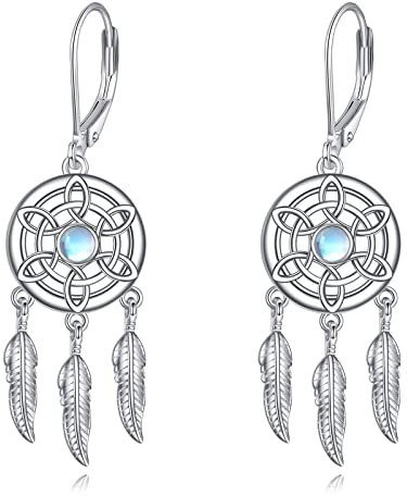 VONALA Boucles d'oreilles dormeuses en argent sterling 925 avec attrape-rêves, larimar, opale, lapis, turquoise, Argent sterling