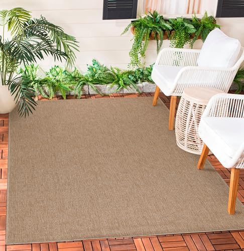 Teppium Outdoor Teppich Wetterfest 80 x 150 cm Beige Sisal und Jute Optik - Küchenläufer Waschbar rutschfest, Wasserfest, Boho Design, Pflegeleicht - Ideal für Balkon, Terassen, Garten, Camping