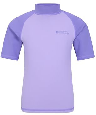 Mountain Warehouse Rashguard für Kinder - Kurzarm-Schwimmshirt für Jungen und Mädchen mit LSF 50+ UV-Schutz, schnell trocknend, Flatlock-Nähte - Schwimmen & Neoprenanzug Dunkelviolett 11-12 Jahre
