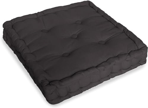 100% Cotton Armchair Booster Cushion Large Square Booster Seat Pad Dining Chair Thick Firm Cushion, Ideal for Home, Office, Garden, Pregnancy, Maternity, Elderly, Post Surgery (Black)