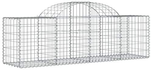 Makastle Set de 20 Parterre surélevé en Gabions arqués, jardinière en Cage à Pierre, Lit Surélevé à Gabion, Parterre de Fleurs Jardin Terrasse Extérieur Jardinière Panier à Pierres, 200x50x60/80 cm