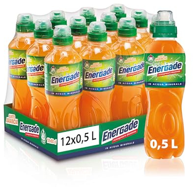 Energade, Bevanda Reintegrante 12x0,5L, Gusto Arancia, Con Sali Minerali, Perfetta Per L'Attività Fisica, Tappo Push&Pull, Formato Sportivo per Idratazione in Movimento
