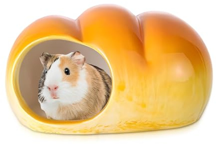 Guador Nascondiglio per Criceti Ceramica Hamster Hideout Casa di Fungo Casa per Criceti e Habitat Letto Criceti Nani Tutte le Stagioni Topi Gerbilli (Rotolo di pane)