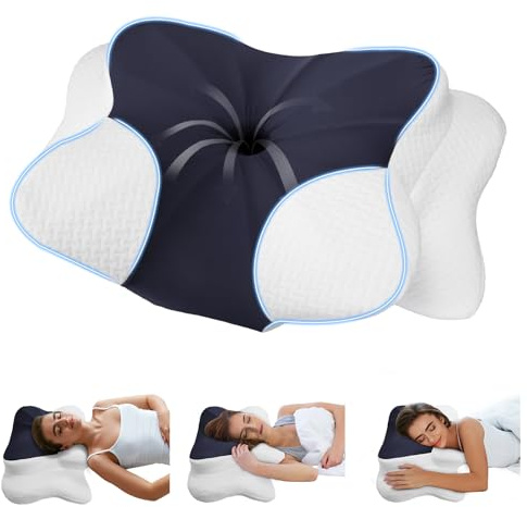 BESTISAN Nackenkissen, ergonomisches Seitenschläferkissen aus Memory-Schaum für Seiten-, Rücken- und Bauchschläfer mit abnehmbarem Bezug