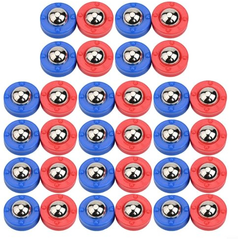 Fauhapyway Lot de 32 palets de remplacement pour jeu de palets de curling Rouge/bleu