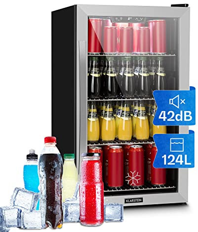 KLARSTEIN Mini Frigo de Chambre et Bureau pour Boisson, Petit Frigo Silencieux, Refrigerateur Mini Bar 124L, Petit Réfrigérateur Camping, Étagères Réglables pour le Vin, Cannette, Beer Fridge4