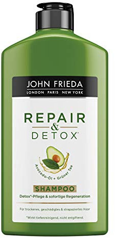 John Frieda Repair & Detox* Shampoo - Mit Avocado-Öl Und Grüntee - Für Strapaziertes Haar, 2er Pack (2 X 250 Ml) 25483