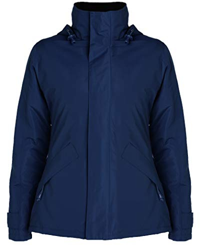 Roly - Abrigo impermeable para mujer (ligero, para otoño e invierno, con capucha desmontable para caminar al aire libre) Azul azul marino L