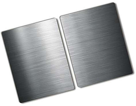 Tulup Schneidebrett Kochplattenabdeckung Spritzschutz Silber Herdabdeckplatte 2x40x52 cm Gehärtetes Glas Abdeckung - Metall Hintergrund