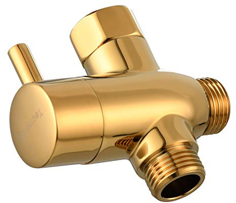 Tecmolog DSF012J Robinet de douche 3 voies 1/2 laiton vanne d'arrêt de douche adaptateur T pour douchette à main Titangold