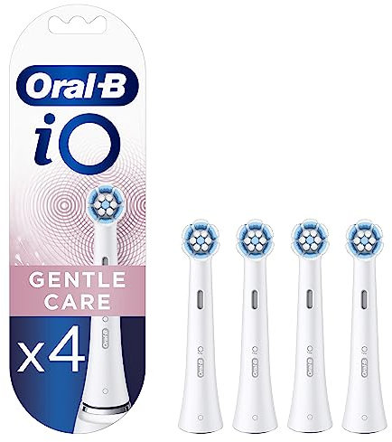 Oral-B iO Gentle Care, Aufsatz, 4 Ersatzbürsten für elektrische Zahnbürste, für eine sanfte Reinigung auf empfindlichen Zonen und gesünderem Zahnfleisch, Weiß