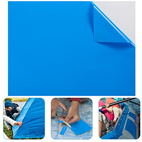 Syhood Extra Large Pool Liner Repair Patch 2.8 ft x 4.1 ft Blue Self Adhesive Vinyl Pool Patch Repair Kit for Christmas Bounce House Above Ground Pools Inflatable Floats Toys Snow Tube