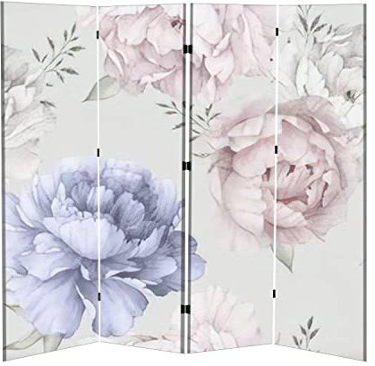 Faltbarer Raumteiler für Privatsphäre, nahtlos, Blumenmuster mit Pfingstrosen auf hellem Aquarell-Schablonen-Design für tragbare, freistehende Bildschirme, Raumteiler, Heimbüro, Schlafzimmer,