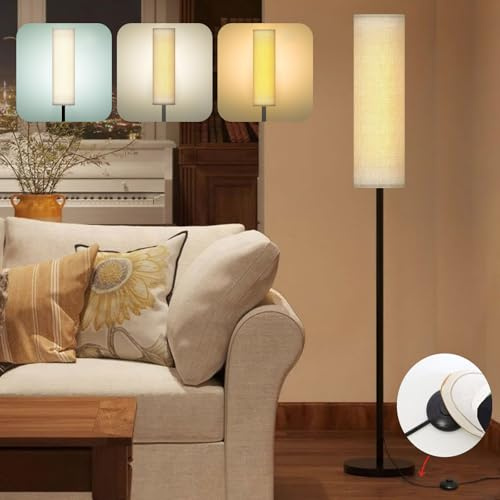 Ppbmocw Floor Lamps for Living Room,68 Inches High Standing Lamp with Foot Switch,Dimmable Tall Lamp for Bedroom,Linen Color LED Floor Lamp