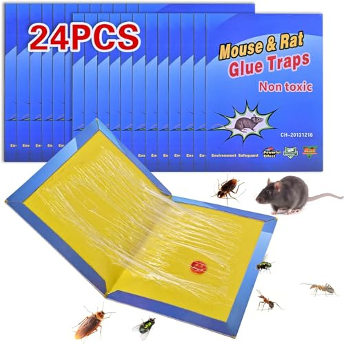 Trampas para Ratones 24 Piezas Pegamento Trampa Potente Ratas Grandes Ratones 【24 Piezas】