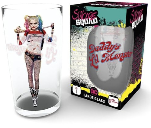 Abysse Corp Harley Quinn - Glas - Daddys Lil Monster - Logo XXL Trinkglas 400 ml - Geschenkbox