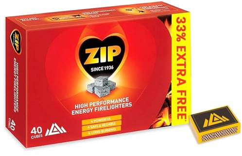 Perfectonish Firelighters Value Pack 40 with Safety Match Box – Fire Starters for Wood Burners, Log Burners, and Open Fires – Fire Lighters for Easy Ignition (Pack of 1)