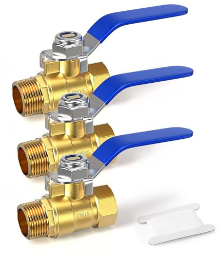 GASHER 1PCS 1/2 Inch Brass Mini Ball Valve Shut Off Switch, 1/2 Inch Male x Female BSP Thread Pipe Fitting