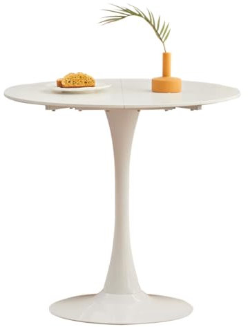 GrandCA HOME 80cm weißer moderner runder Esstisch,Tisch rund 80 cm, Esstisch rund,geeignet für 2–4 Personen, Geeignet für Küche,Wohnzimmer, Esszimmer,Weiß