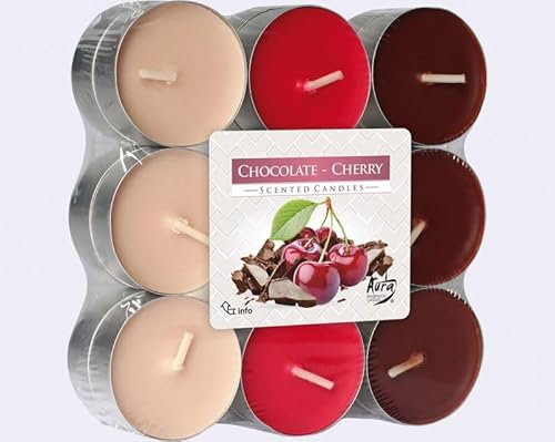 Velas de té perfumadas con aroma relajante, velas aromáticas, velas perfumadas, velas de té coloridas, 18 unidades, 4 horas de combustión (iglesia de chocolate)